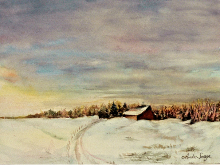 Prairie, Winter, Artwork, Sky, Watercolour