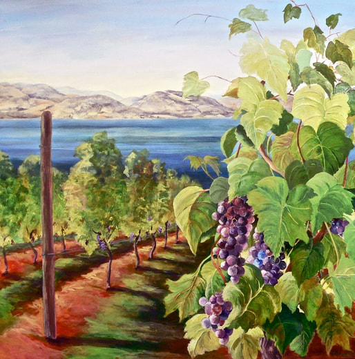Acrylic Okanagan Scene Vineyard